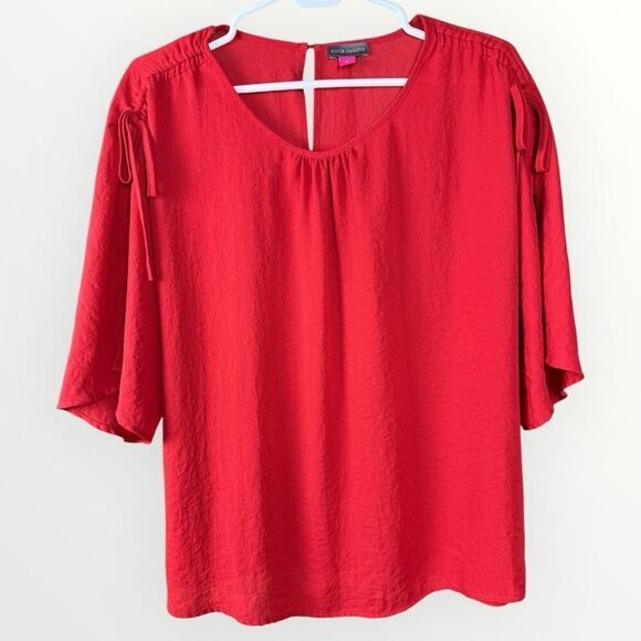 VINCE CAMUTO Red Split Flutter Sleeve Blouse | XL - Picture 1 of 5